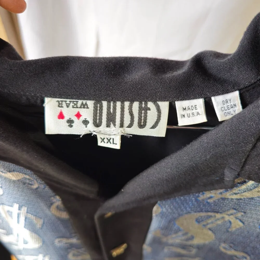 Casino Wear Black Short Sleeve Shirt w/ Blue/Silver Metallic $$ Panels XXL - Picture 2 of 4